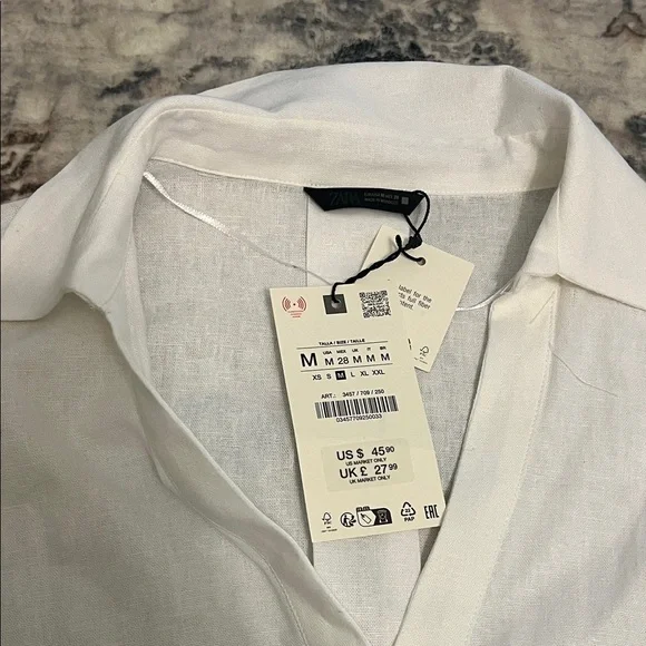 Zara Classic White Collared Shirt - Picture 2 of 3